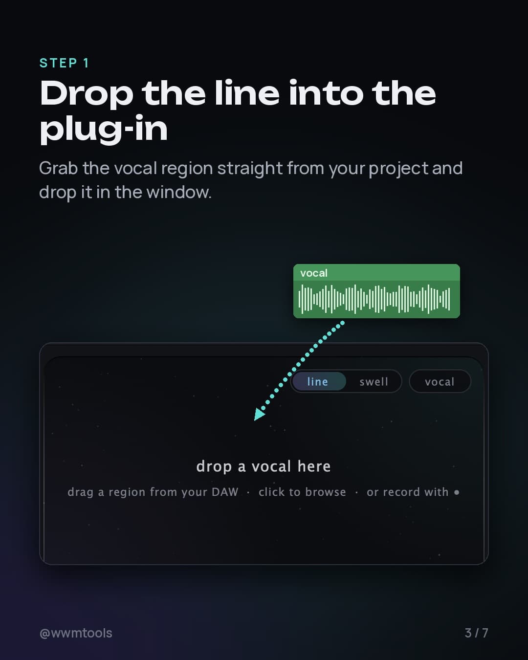Step 1. Drop the line into the plug-in. Grab the vocal region straight from your project and drop it in the window.